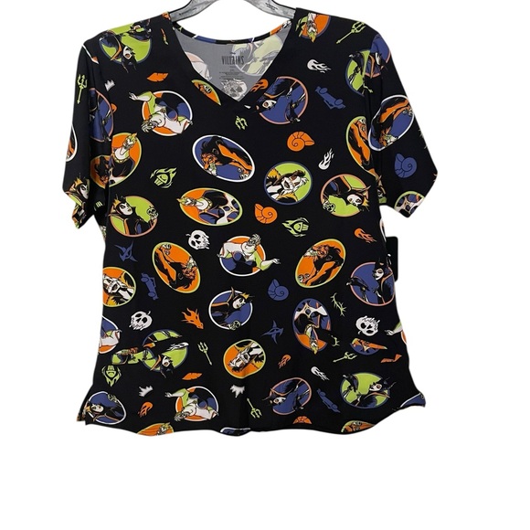 Disney Villains Black and Orange Top Sz 2xl 24” Nurse Healthcare Medical - Picture 5 of 9